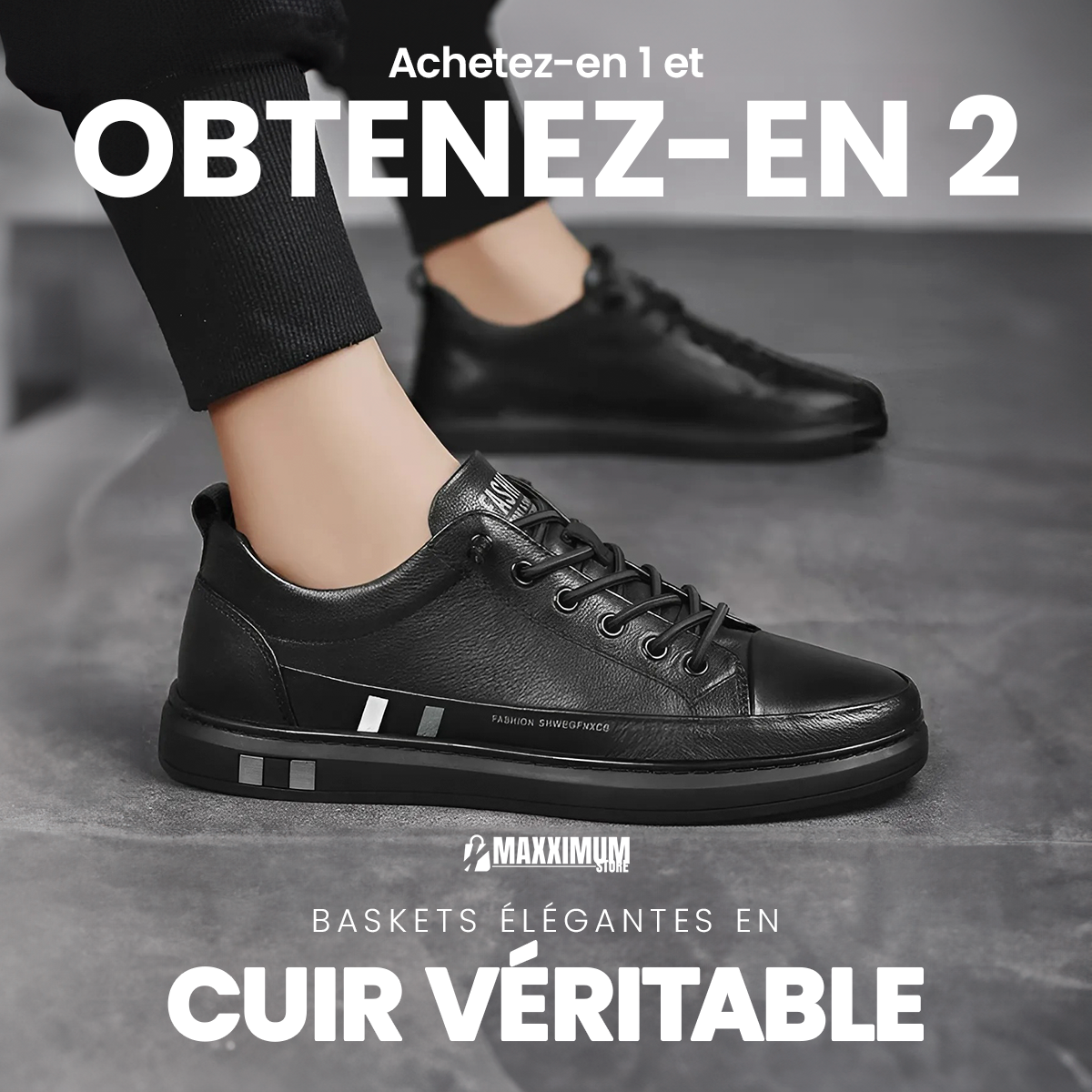 Baskets élégantes en cuir véritable (Achetez-en 1 et obtenez-en 2) ™ – Élégance et Confort Premium